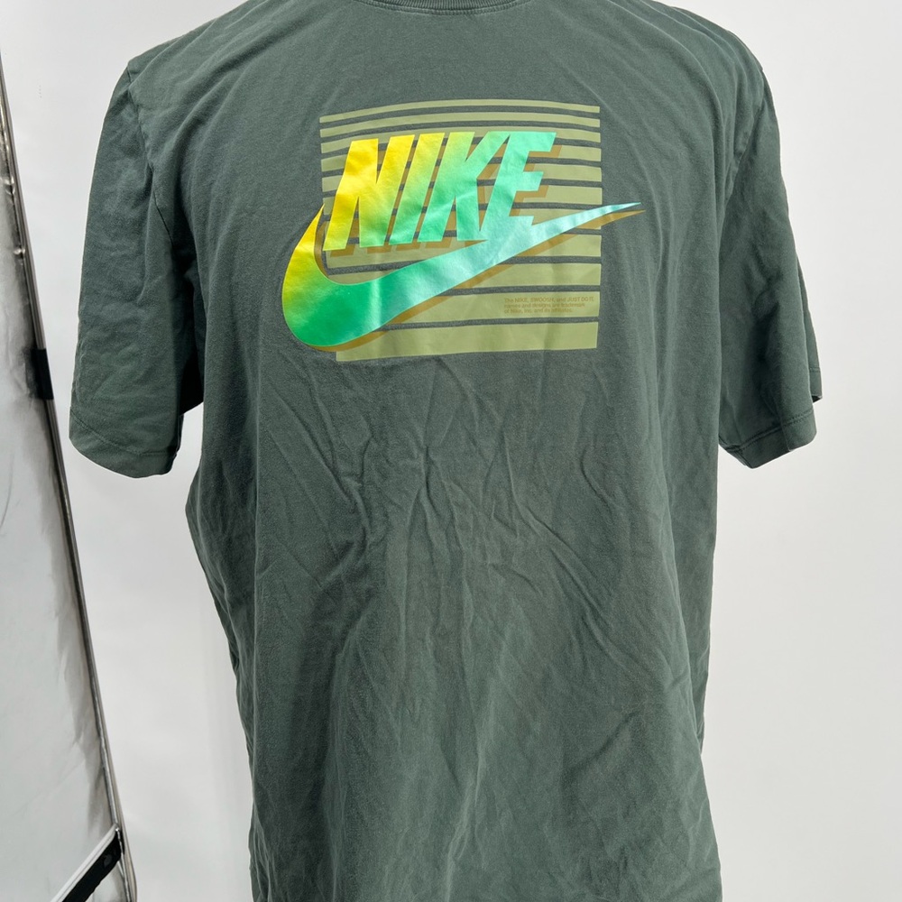 Nike Men's Dark Green Tee with Gradient Logo